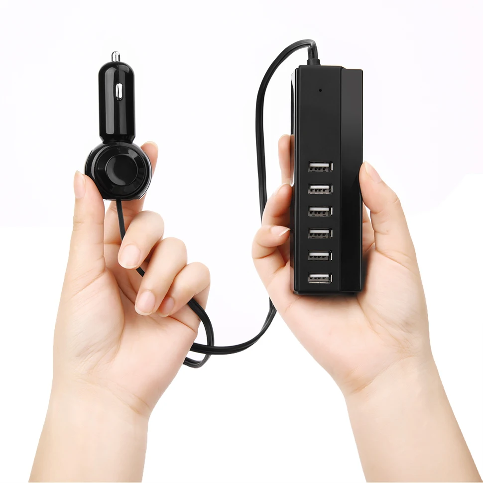 SeenDa 6 портов USB Автомобильное зарядное устройство 65W 13A автомобильное для iPhone Samsung