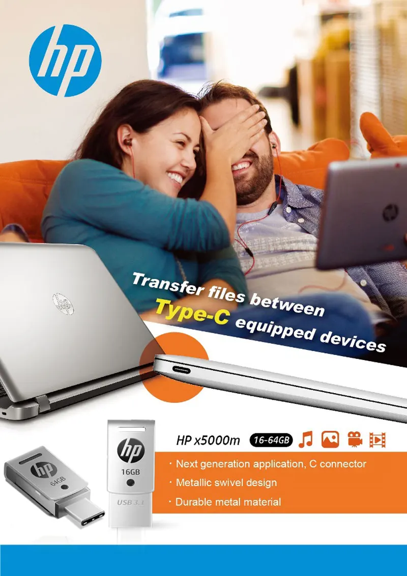 Флешка hp USB C флэш-накопитель 16 GB OTG Pendrive 32 GB 64 GB x 5000 m металла Memory Stick подарок USB3.1 ручка гравировкой DIY логотип Тип-C накопитель usb флешка