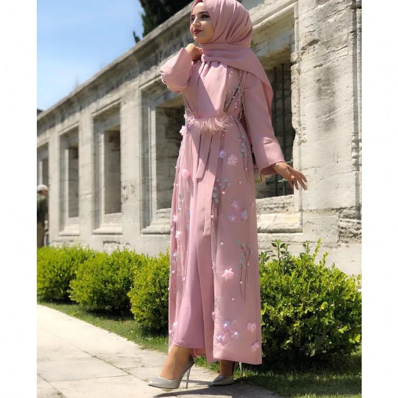 Мусульманские исламские женщины кардиган с вышивкой длинное пальто Ближний