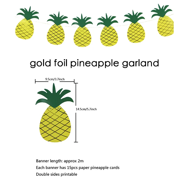 pineapple garland Тропический попугай украшения счастливое лето баннер фото реквизит Фламинго Пальмовые Листья фонари овсянка гирлянда воздушный шар в форме ананаса Luau - Цвет: pineapple garland