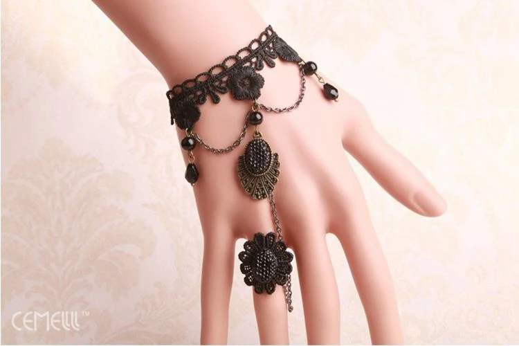 Partysu Vintage Wholesale Jewelry Lace Bracelet Wrist Strap Alloy Chain Linked Small Flower Free Shipping SL9 | Украшения и