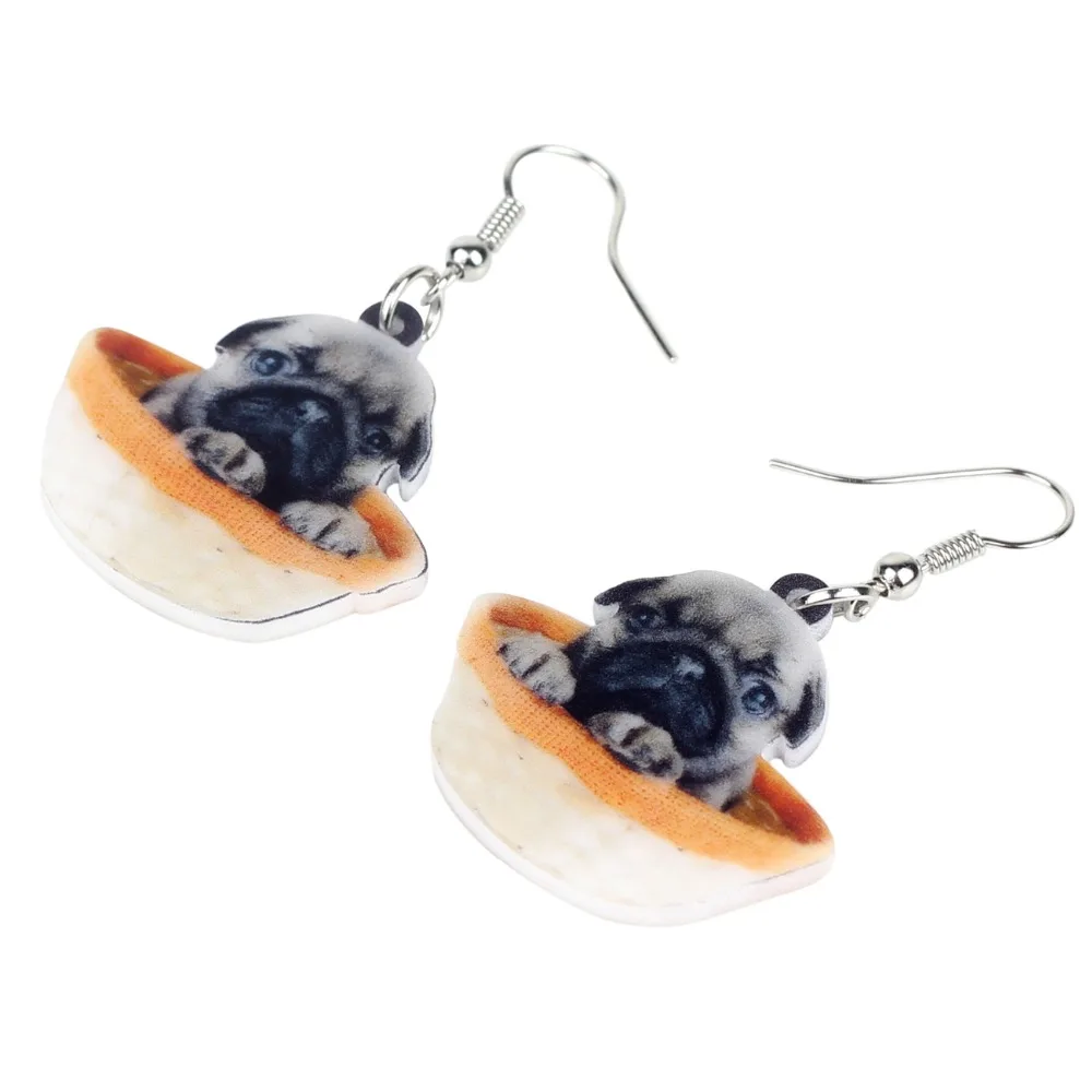 WEVENI оригинальные акриловые милые чаши мопса серьги с собаками висячие подарок