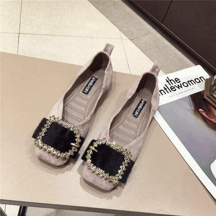 Туфли Wellwalk женские на плоской подошве, повседневная обувь с квадратным носком, Мокасины, балетки с кристаллами, разноцветные, лоферы