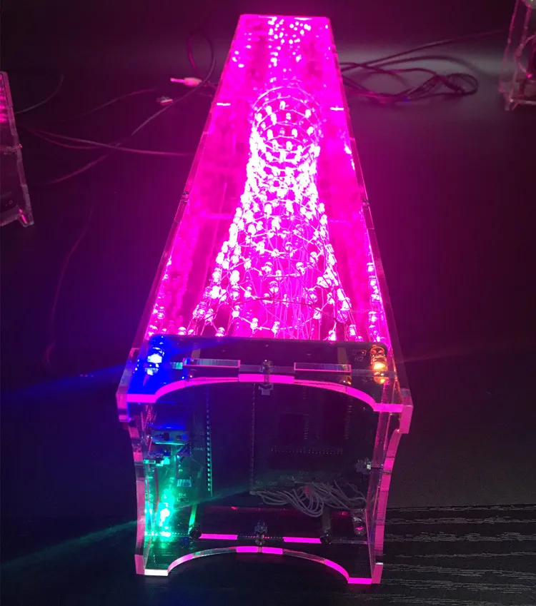 Обновленный DIY 16x16 точечный матричный светодиодный светильник Cu-be Canton Tower, набор беспроводного пульта дистанционного управления, электронный комплект, 6 цветов, акриловый чехол