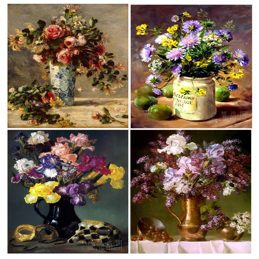 

Flower 5D DIY Needlework Diamond Embroidery Diamond Painting Cross Stitch Oil Painting Vase Rhinestones Painting Mosaics