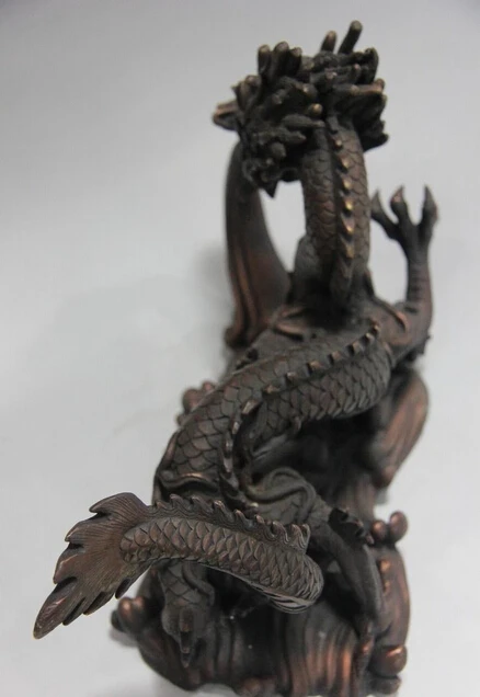 Королевский чистая красная бронза Feng Shui знак Lucky Dog благоприятный Дракон играть