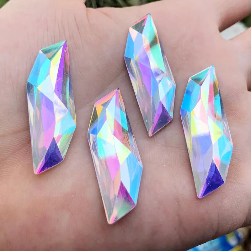Bling 8pcs 14*45mm Crystal AB S-shape&Leaves Resin Rhinestone Applique Flatback Face Strass Non Sewing Stones for Crafts | Дом и сад