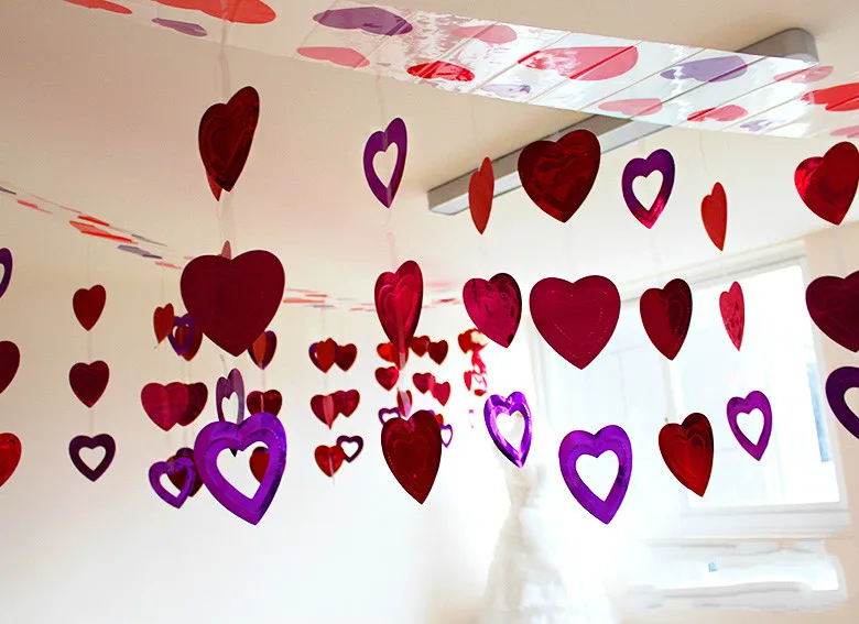 3 м Длинная гирлянда с блестками сердце потолочная День Святого Валентина