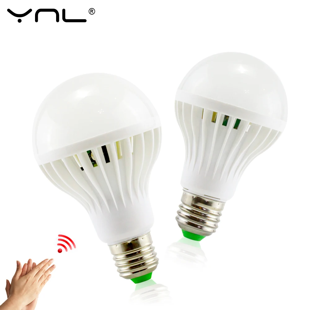 YNL E27 светодиодная лампа со звуковым датчиком 220 В Светодиодная 3 Вт 5 7 9 12 белый