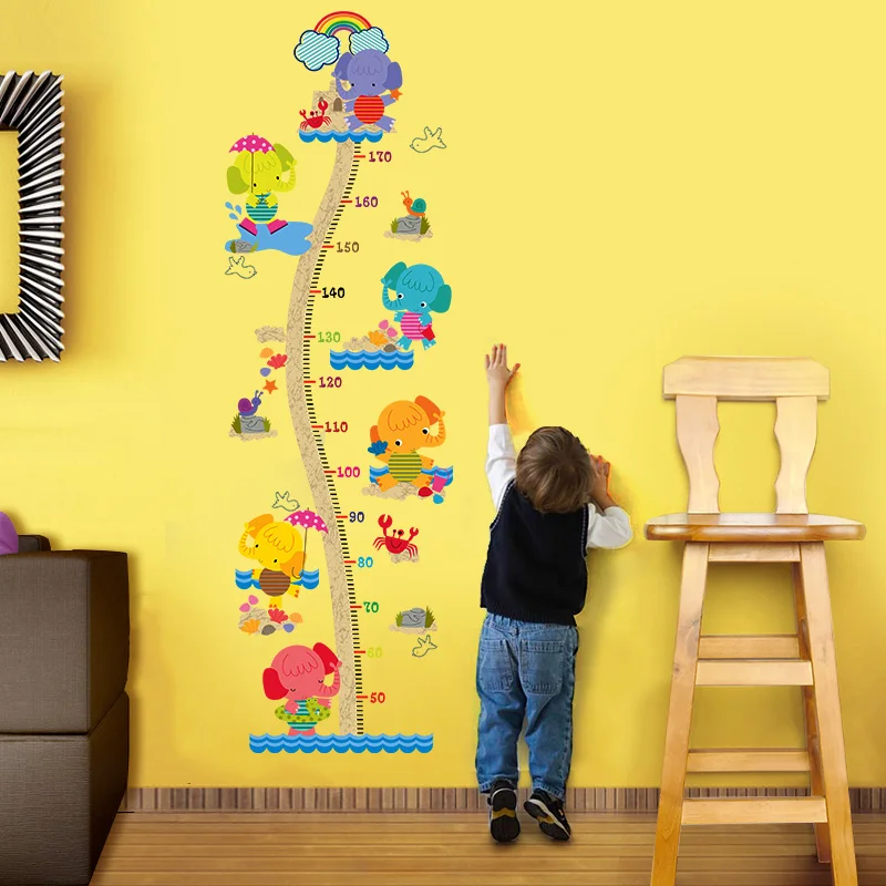 [Fundecor] слон птицы облака радуга высота наклейки на стену для детской комнаты
