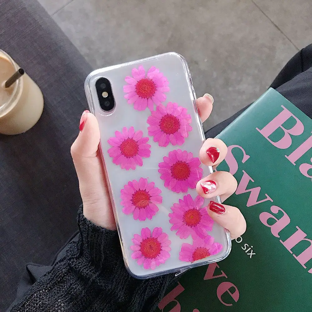 Чехол KISSCASE с настоящим цветочным узором для iPhone X XR XS MAX 7 8 Plus мягкие чехлы обложки