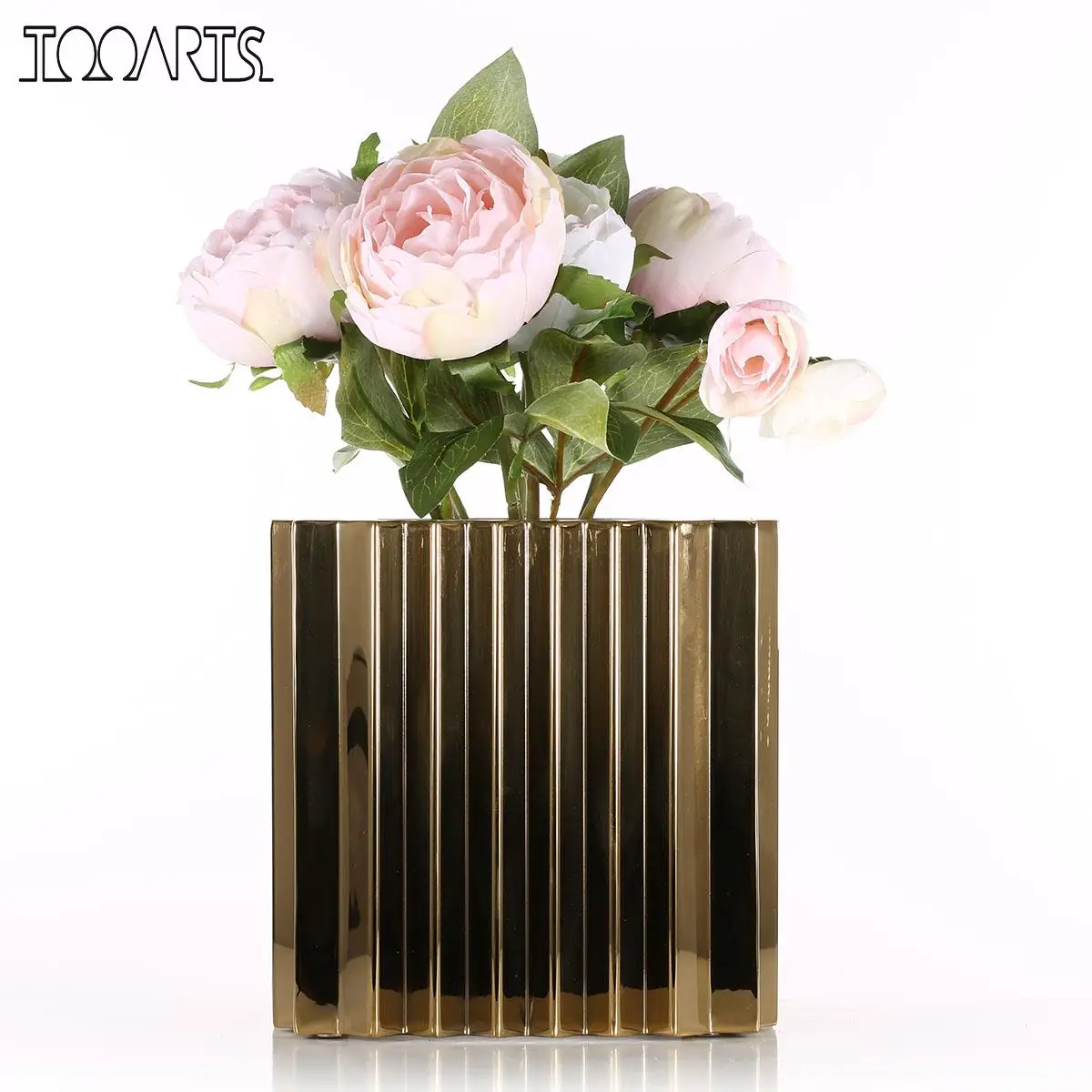 

TOOARTS Flower Pot with Wave Pattern Rustic Style Square Vase Indoor Gardening Reusable Art Metal Wedding Decoration Home Decor