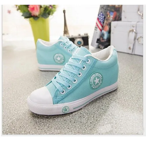 Женские холщовые туфли на танкетке дышащие шнуровке спортивная обувь Размеры 35 ~