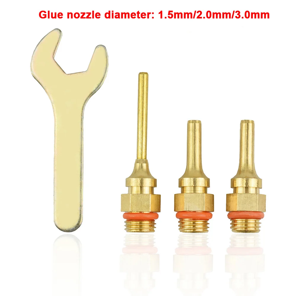GN38-4PC NEWACALOX 4 шт./лот большой диаметр термоклеевой пистолет сопло 1,5x70 мм 2,0x70 мм 3,0x70 мм медная насадка автоматический клей с гаечным ключом - Цвет: GN38-4PC