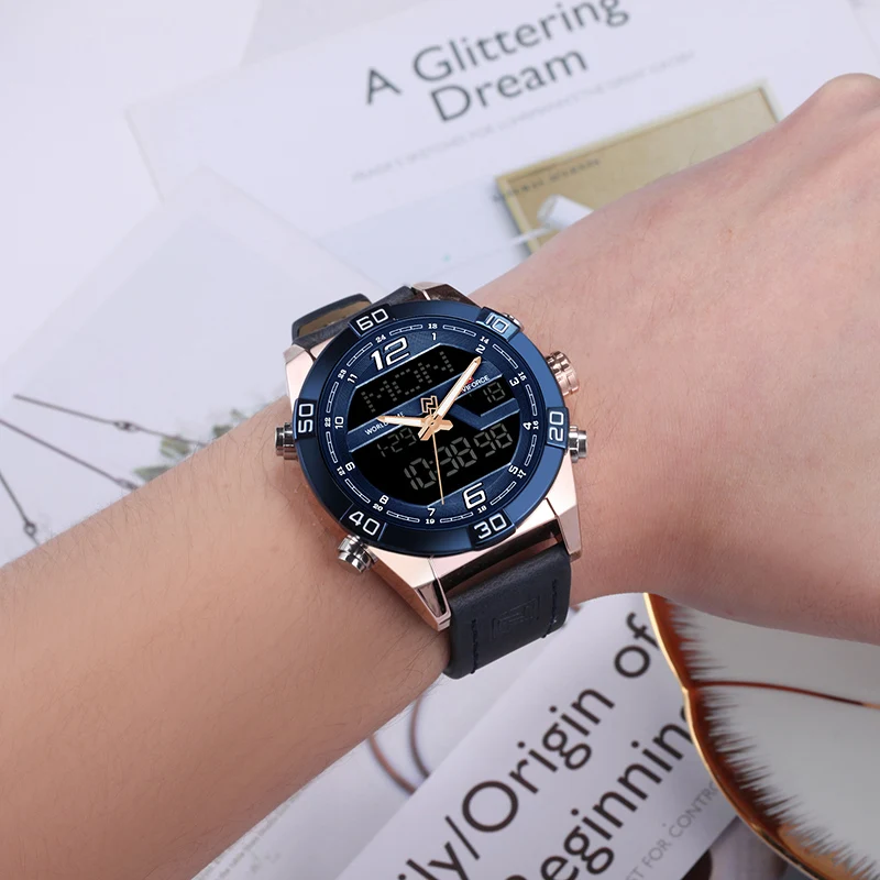 Часы наручные NAVIFORCE Мужские кварцевые в стиле милитари Брендовые спортивные