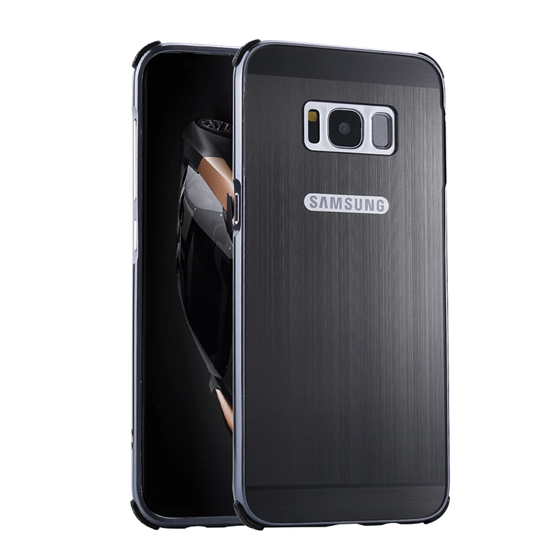 For Samsung Galaxy S8 Case Plating Metal Frame with Brushed Back Cover Hard Phone for Plus G9550 G9500 | Мобильные телефоны и
