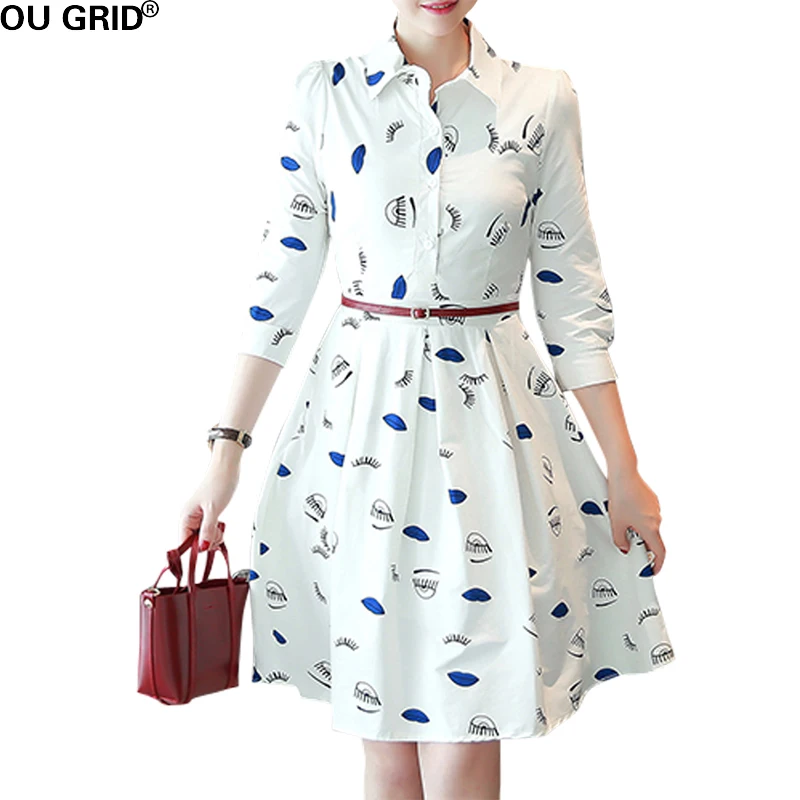 Женское офисное платье с рукавом три четверти цветочным принтом|dress women elegant|office