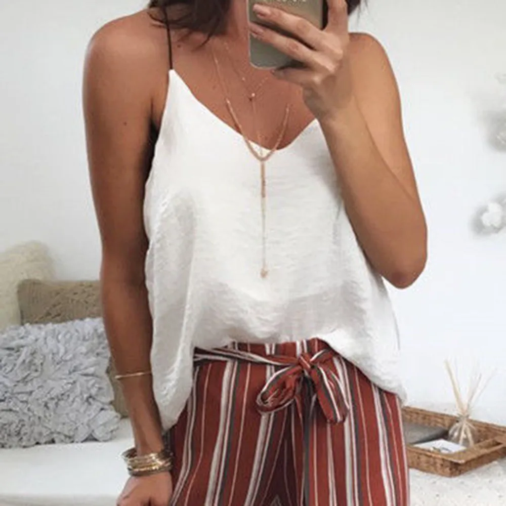 Женская футболка на бретельках однотонная блузка без рукавов с треугольным