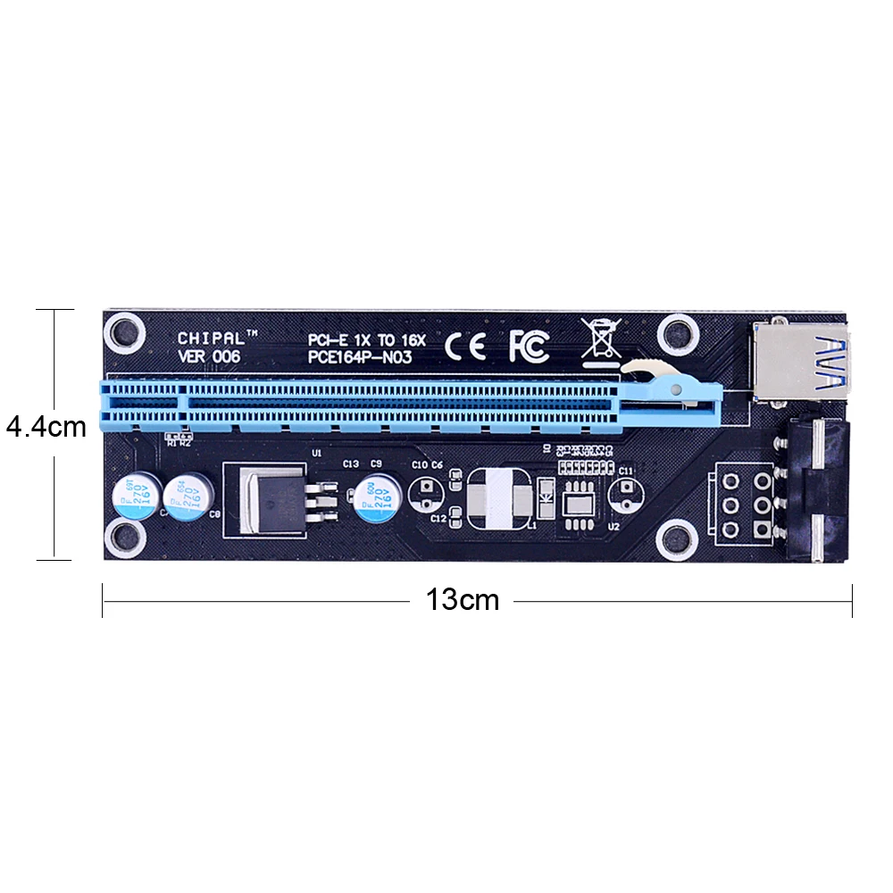 CHIPAL VER006 100 см PCI E Райзер карта Express PCIe 1X 16X Удлинительный адаптер USB 3 0 кабель SATA 4