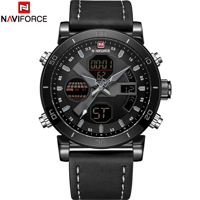 NAVIFORCE Роскошные Мужские Аналоговые кварцевые часы светодиодный армейские