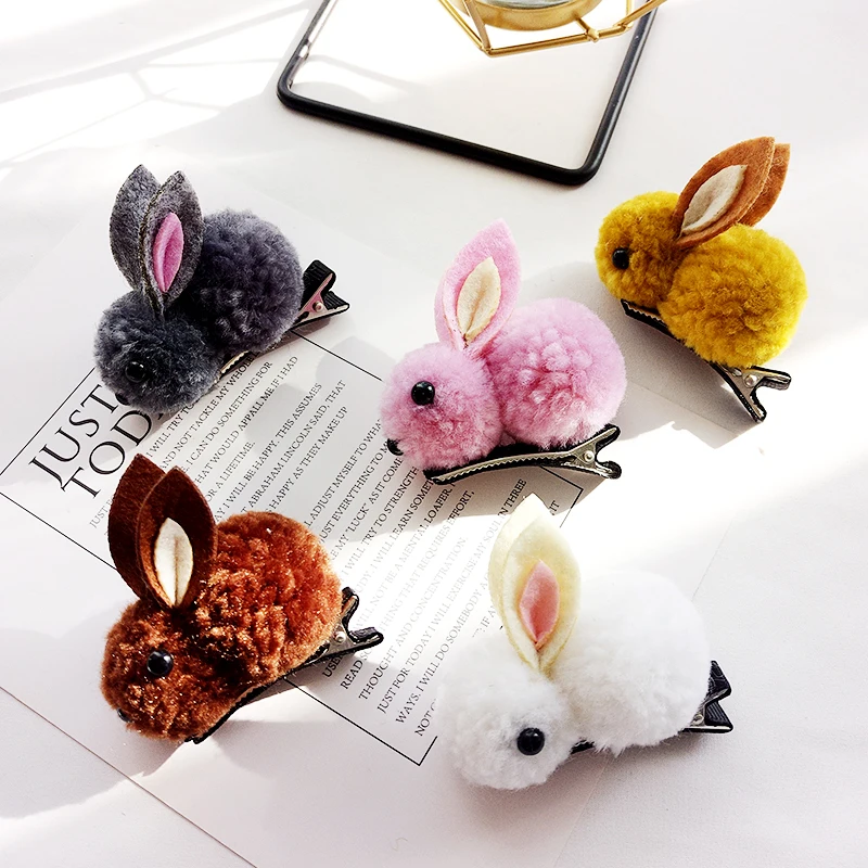 Korean New Cute Animals Rabbit Style Hair Bands 3D Clip For kids Plush Ears Headband Children Girls Accessories | Детская одежда и