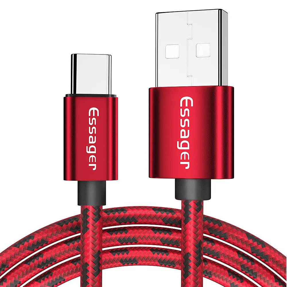Red Essager 3A usb type-C кабель 3 м кабель передачи данных для быстрой зарядки для samsung S9 S8 huawei Xiaomi Lg One plus 5 6 t USB C кабели зарядного устройства - Цвет: Red