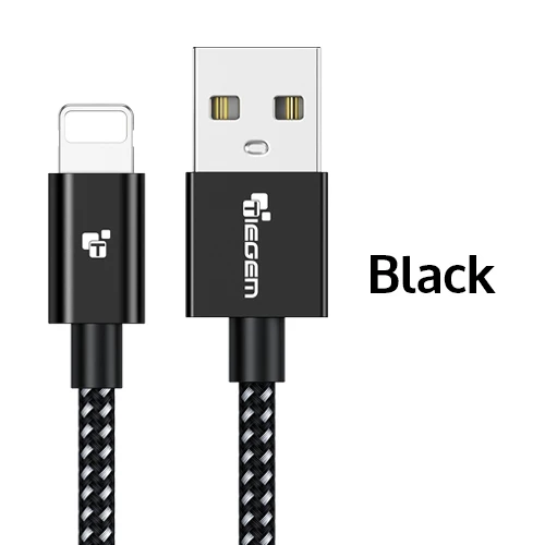 TIEGEM usb кабель для iphone Xs max Xr X 8 7 6 plus 6s 5 s plus ipad mini Кабели быстрой зарядки шнур зарядного устройства для мобильного телефона - Цвет: Black