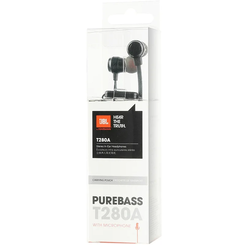 JBL T280A стерео наушники-вкладыши с плоским кабелем встроенным пультом
