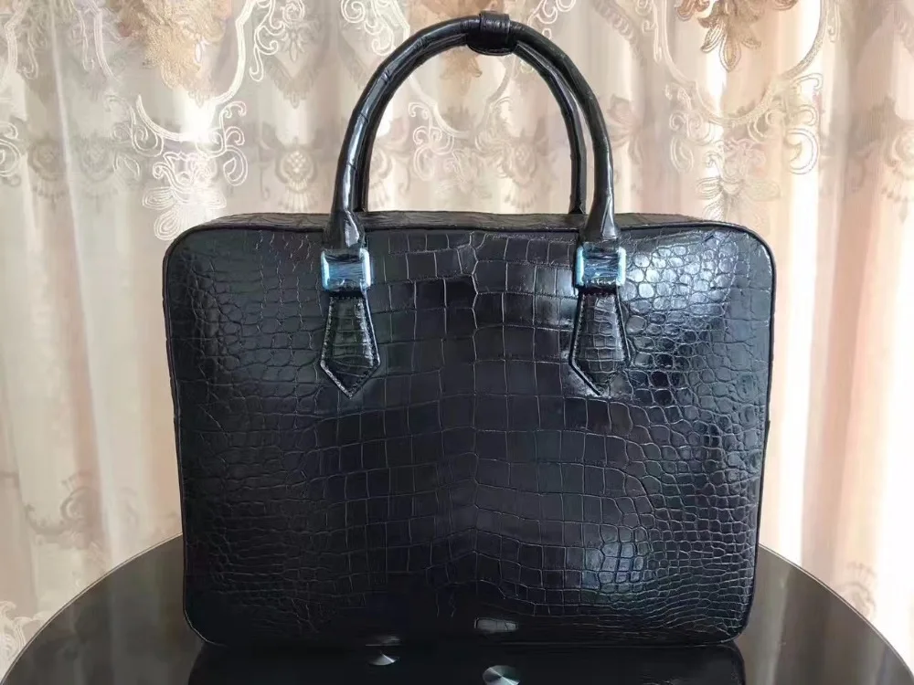 Мужская деловая сумка для ноутбука из 100% натуральной крокодиловой кожи мужской