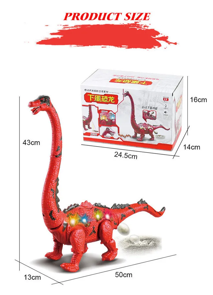 Children Toys Electric Walking Dinosaur Toy Long Neck Lay Eggs Projection Lights Roar Sounds Kids Christmas Birthday Gifts