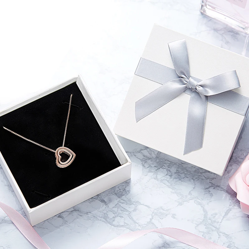 Warme Farben Korean Rose Gold Color Necklace for Women Double Heart Pendant Necklace Fashion Jewelry Choker Necklace Collares