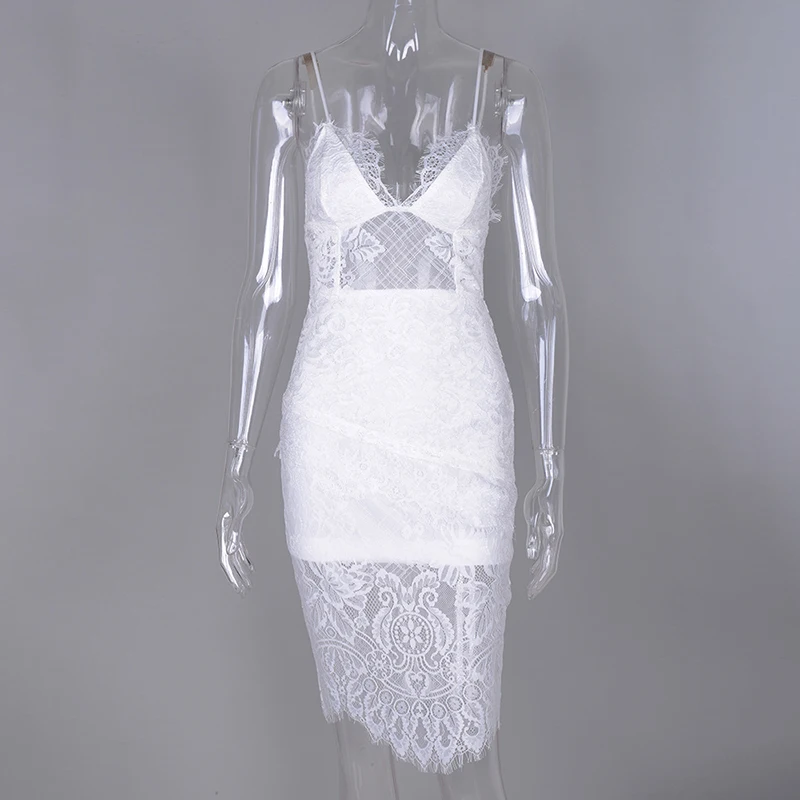 Slaygirl, белое сексуальное кружевное платье с открытой спиной, женское летнее платье на бретельках, элегантное мини-платье с глубоким v-образным вырезом, вечерние Клубные черные платья