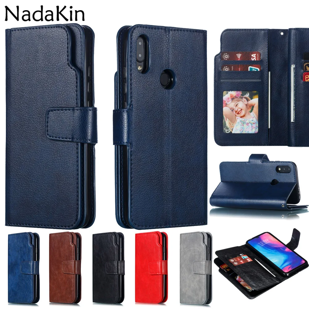 Чехол-книжка с 9 отделениями для карт для Xiaomi mi 8 Lite 9 Red mi Note 7, роскошная откидная Обложка для бумажника, Кожаная Обложка для Red mi 6 Note 5 6 Pro 4 4X