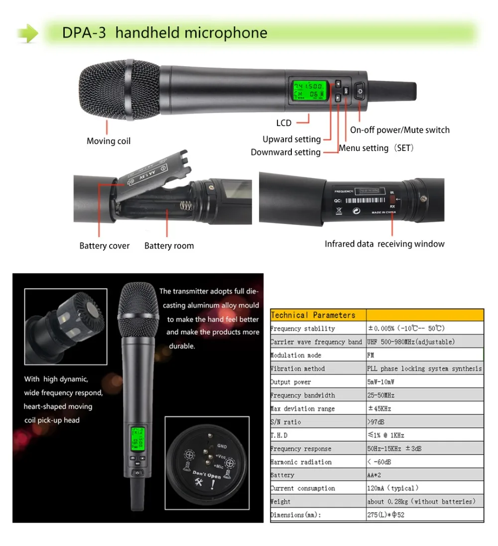 Профессиональный OKMIC OK-002U+ OK-DPA3 UHF/PLL беспроводной микрофон rophone система двойной ручной микрофон для сценической производительности беспроводной микрофон для дома