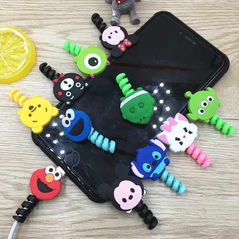 100 шт. мультфильм защита для usb-кабеля управление линии передачи данных Организатор клип Protetor де Кабо устройства для сматывания шнуров iPhone samsung huawei