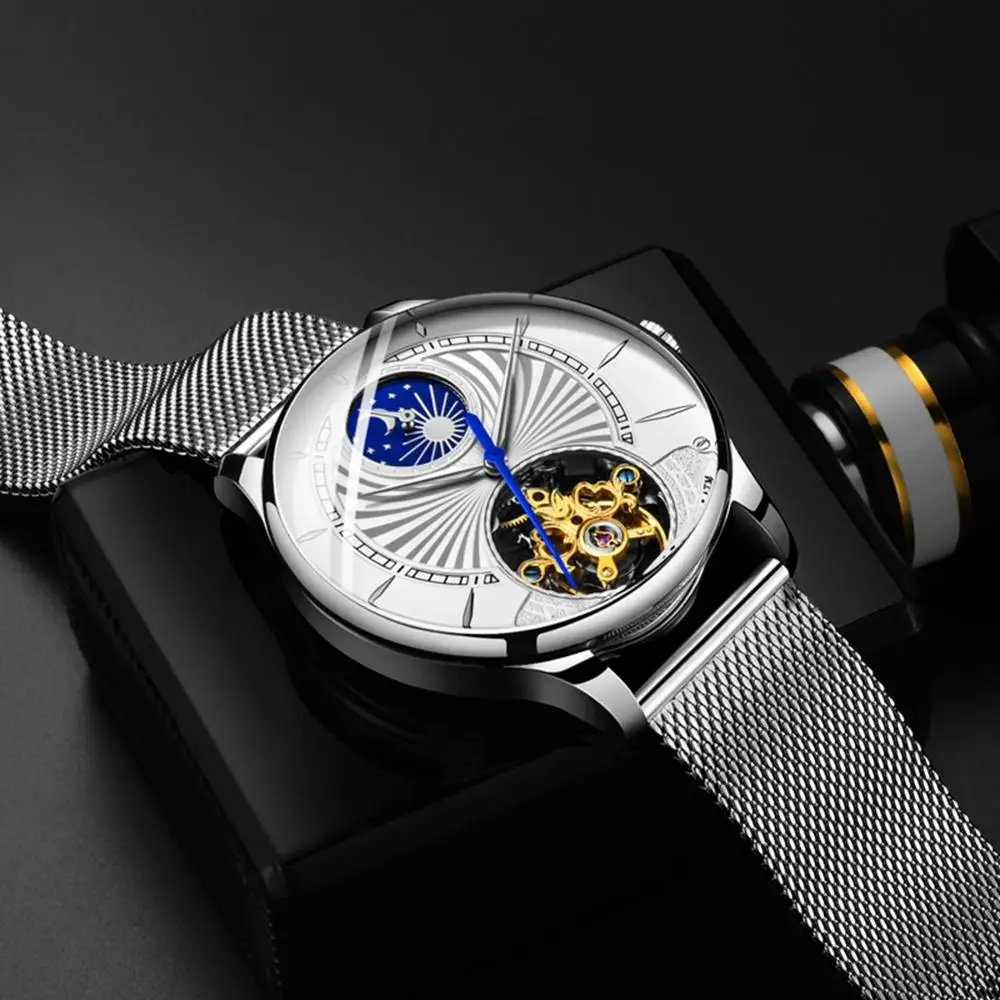 DOM Men Automatic Mechanical Watch Mens Creative Sports Luxury Waterproof Stainless Steel Watches Relogio Masculino M-1260D-7M | Наручные