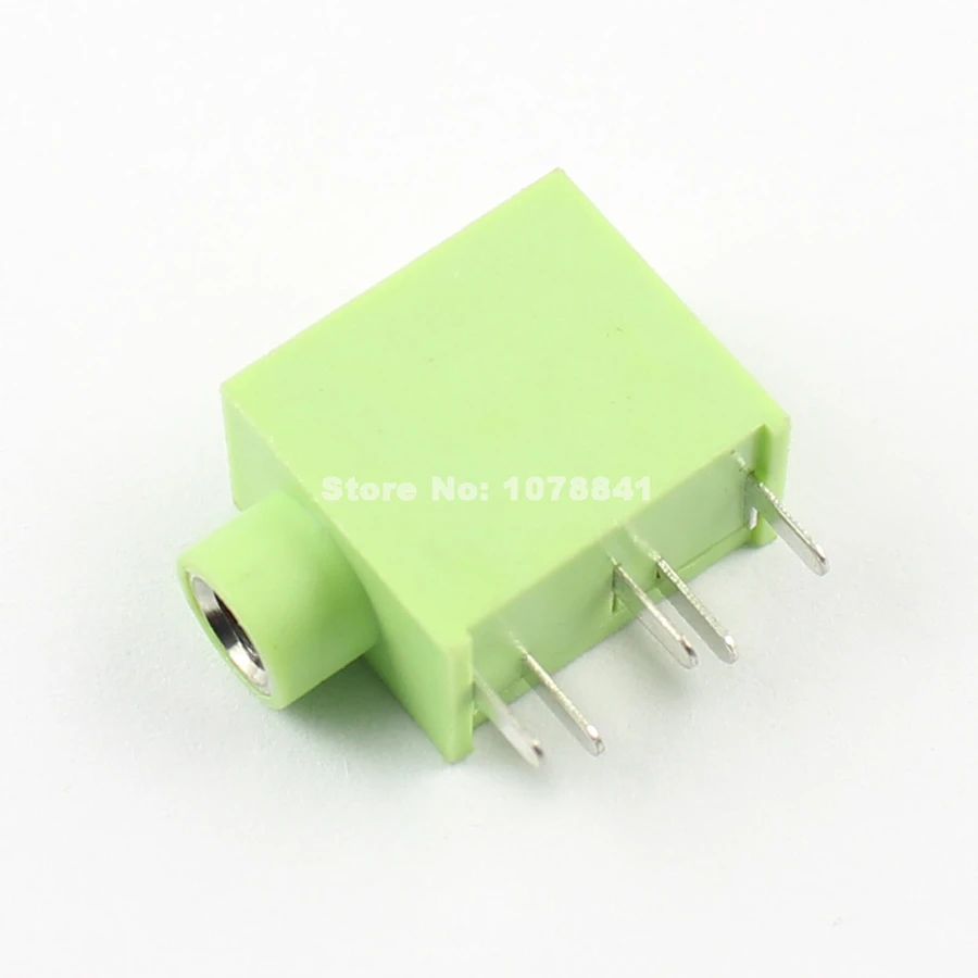 100 шт. Зеленый 3 5 мм Женский аудио разъем 5-контактный DIP стерео наушников PJ3025C |