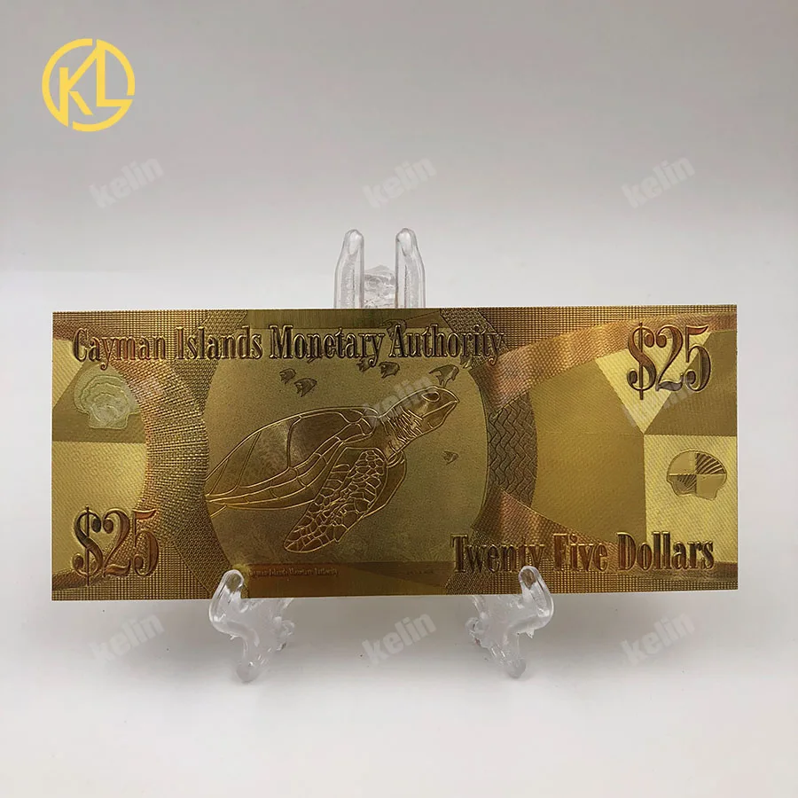 Банкнота 10 шт./лот позолоченная денежная служба Каймановых островов 25 долларов