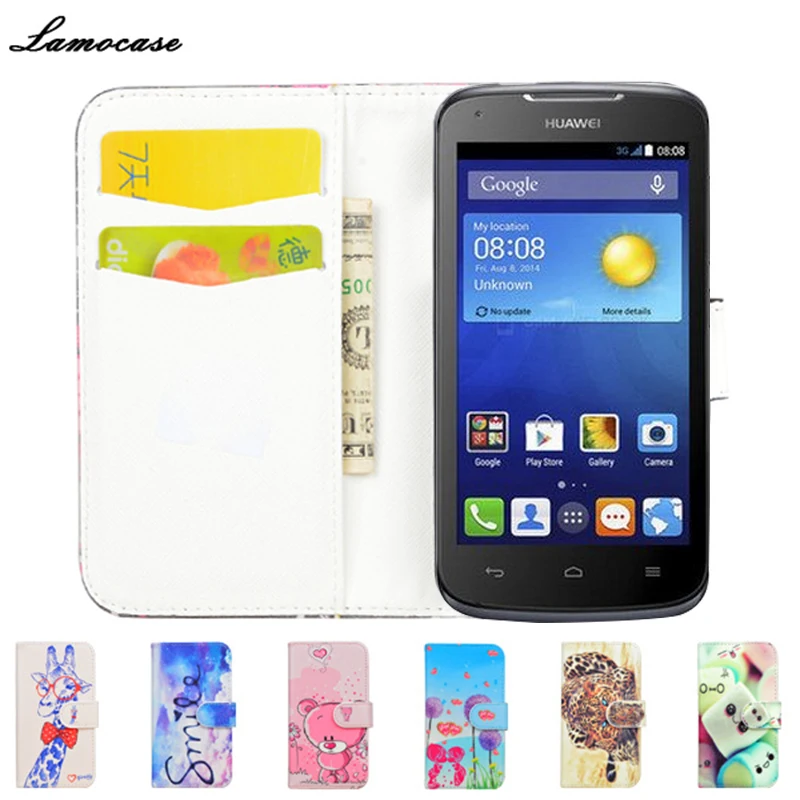 Priting Wallet Стенд PU Кожаный Case Для Huawei Ascend Y540 Откидная Крышка |