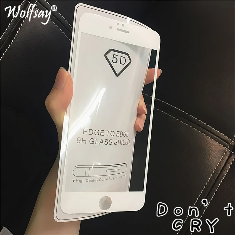 Wolfsay 5D Full Glue Tempered Glass For On iphone 7 Screen Protector High Qualitly Cover 8 | Мобильные телефоны и