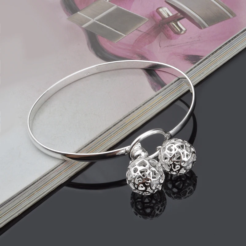 Горячие оптовые полые мяч браслет серебряный Прекрасный модный ювелирные