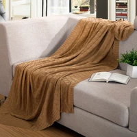 plaid cotton beige brown gray knit banket for bedhome sofa cover blankets for spring winter cobertor decorator