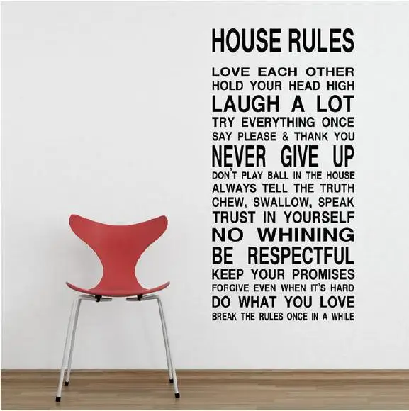 

house rules inspirational quote wall stickers home decoration living room diy decals 8010. vinyl adesivo de parede mural art 4.0