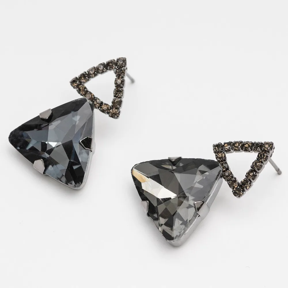 Женские серьги-капельки большие геометрические треугольные серьги со стразами |