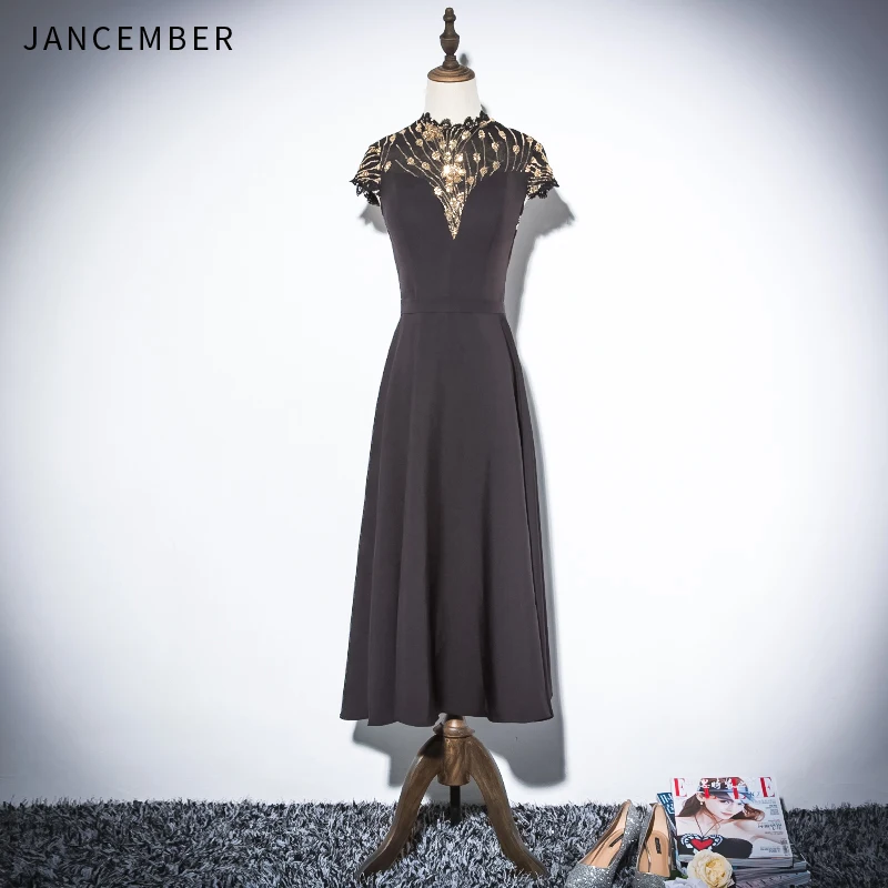 JANCEMBER 2019 последние легкие Роскошные вечерние платья кепки с коротким рукавом и