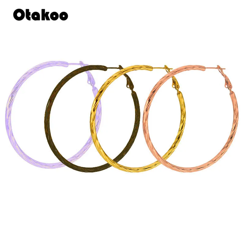 Женские серьги кольца Otakoo из нержавеющей стали модные золотого цвета круглые и
