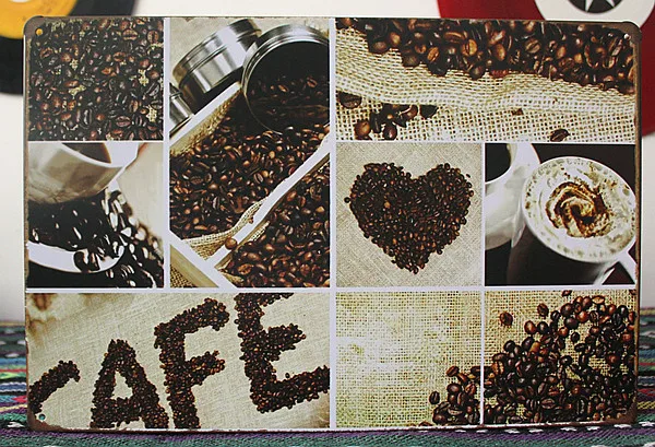 50 шт./лот металлическая вывеска потертый шик жестяная &quotКафе бобы&quot