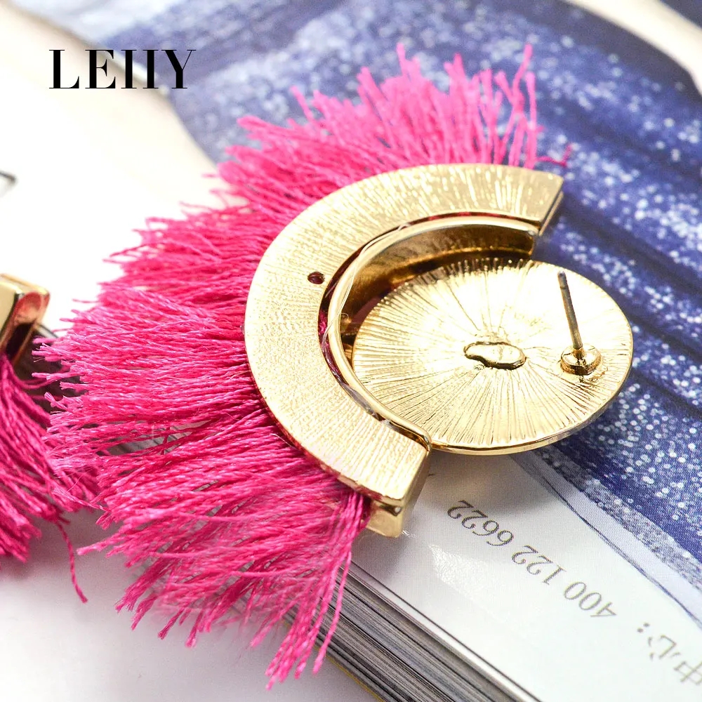 Leiiy Богемия Акриловые горный хрусталь геометрические кисточкой Висячие серьги с