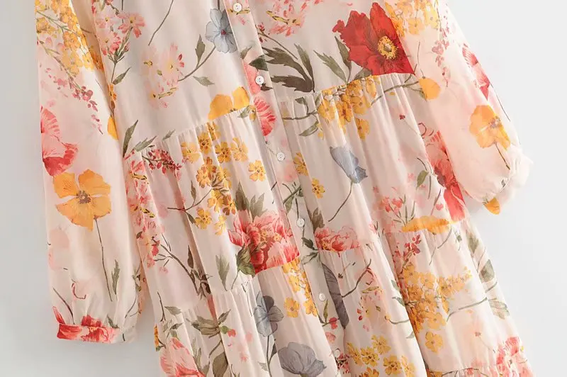 Винтажное платье с цветочным принтом длинное женское шифоновая рубашка длинным