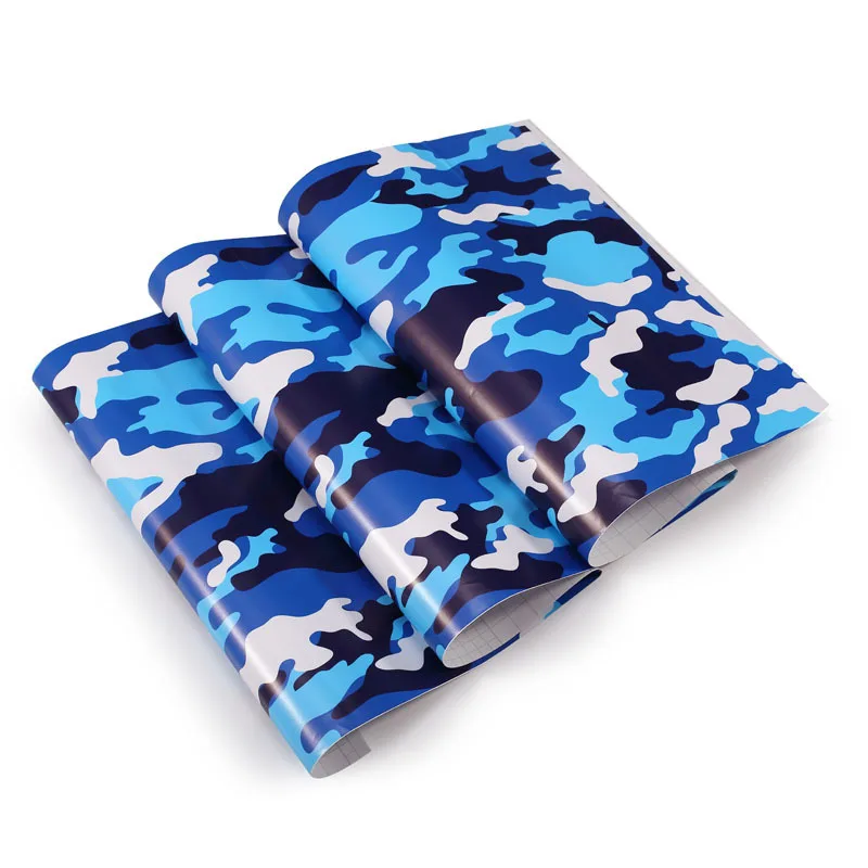 Виниловая пленка для кузова автомобиля синяя камуфляжная с пузырьковым